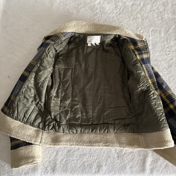 Urban Outfitters Plaid Wool Blend Sherpa Jacket Zip Front BDG UO - Picture 8 of 9